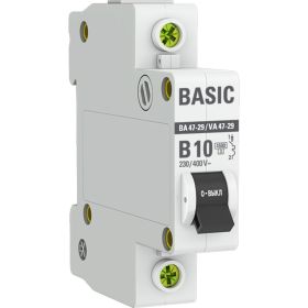 Автоматический выключатель EKF 1P, 10А 4,5кА ВА 47-29, Basic, SQ mcb4729-1-10-B (артикул 16135182) – фото 1