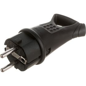 Вилка TDM с ушком каучук 2Р+РЕ 16А 250В IP44 серии "Народная" SQ0612-0032 (артикул 18169381) – фото 1