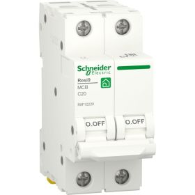 Автоматический выключатель Schneider Electric RESI9 АВ С 20А 2P 6000A R9F12220 (артикул 18322123) – фото 1