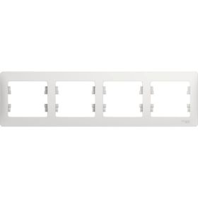 Рамка Schneider Electric 4-м Glossa горизонтальная, белая GSL000104 (артикул 15873864) – фото 1