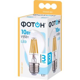 Светодиодная филаментная лампа ФОТОН LED FL A60 10W E27 3000K 24071 (артикул 23395647) – фото 1