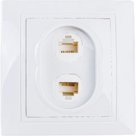 Телефонная розетка RJ11 + компьютерная RJ45, белая TDM Таймыр SQ1814-0023 (артикул 15516682) – фото 1