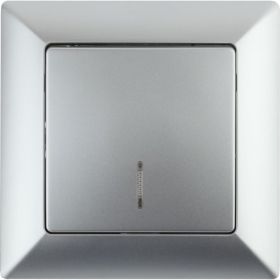 Выключатель с подсветкой Intro 410203 10А, 250В, СУ, Solo, алюминий Б0043272 (артикул 16069617) – фото 1