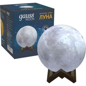 Настольный светильник Gauss NN001 3D Луна 1W 5V Li-ion 450mA D10см белый LED 1/6/24 (артикул 21736756) – фото 1