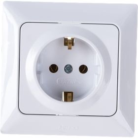 Розетка NE-AD с/з, керамика, 16А, 250В, Aras, Белый, 1/12/120, 93-110-08-P (артикул 20251732) – фото 1