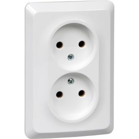 Двойная розетка Schneider Electric ЭТЮД, С/У, без заземления, без шторок, 16А, 250B, БЕЛЫЙ PC16-105B (артикул 16313805) – фото 1