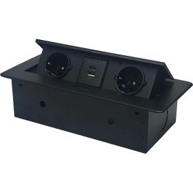 Горизонтальная выдвижная розетка ROCKETSOCKET 2 Euro 16A, USB type A+C с блоком 18W AMARL-2EU2AC-12 X866035534 (артикул 22211733) – фото 1