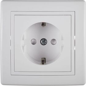 Розетка Aling-conel PRESTIGE 16A 250В с фарфоровой вставкой и защитой, белая 601.00 113027 (артикул 20017930) – фото 1