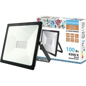 Светодиодный прожектор TDM СДО-04-100Н-У 100 Вт, 6500 К, IP65, черный, Народный SQ0336-0269 (артикул 18152269) – фото 1