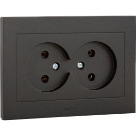 2-местная розетка OVIVO без заземления GRANO, черный металлик, 400-170300-908 (артикул 23842785) – фото 1
