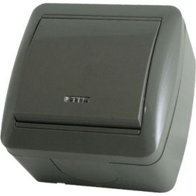 1-клавишный выключатель TDM открытой установки с подсветкой IP44 10А серый "Селигер" SQ1818-0103 (артикул 16533927) – фото 1