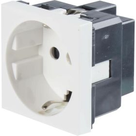 Розетка LK Studio с заземляющим контактом, со шторками, белый LK45 851404-1 (артикул 16411305) – фото 1