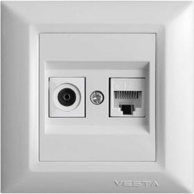 Двойная розетка LAN + TV Vesta Electric Roma для сетевого кабеля FRZTV010102BEL (артикул 23300295) – фото 1