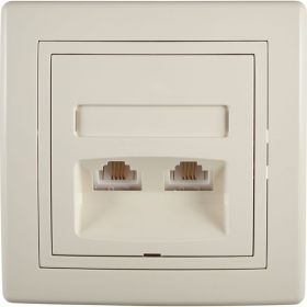 Телефонная розетка Aling-conel PRESTIGE 2xRJ12 6/4 Cat3, бежевая 613.999 113219 (артикул 20018110) – фото 1