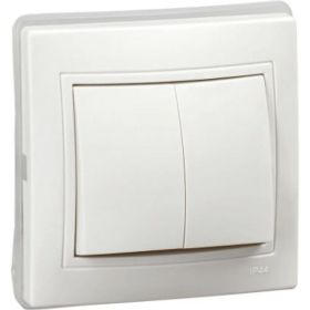 Выключатель IEK KVARTA 2кл ВС10-2-0-КБ-44 10А IP44 бел. KV-V20-10-44-K01 (артикул 21351406) – фото 1