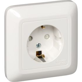 1-местная розетка Schneider Electric открытой проводки Прима 16А IP20 250В с заземлением белая RA16-003-1-BI (артикул 18144715) – фото 1
