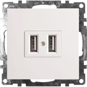 2-местная розетка USB STEKKER (механизм), GLS10-7115-01, 250B, 2,4А, серия Катрин, белый 39686 (артикул 22963287) – фото 1