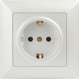 Розетка Intro Solo 4-202-06 с заземлением 2P+E Schuko, 16А-250В, IP20, СУ, перламутр, Б0053654 (артикул 20773389) – фото 1