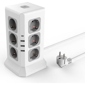 Удлинитель ROCKETSOCKET Tower Extended 12 Euro 16A, 4 USB 3A+C с блоком 5В/3.4А, кабель 2,0 м цвет белый GNS5004 (артикул 24499563) – фото 1