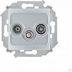 Розетка R-TV-SAT Simon одиночная, винтовой зажим, алюминий 1591466-033 (артикул 16102891) – фото 1