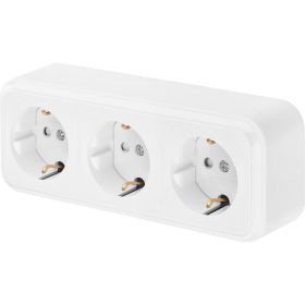 Розетка Bylectrica 3-местная ОУ с заз.конт. со шторкой, серия ПРАЛЕСКА, белый, РА16-276 (артикул 17384136) – фото 1