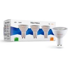 Светодиодная лампа VOLTEGA Софит GU10 2800K 7W угол/рассеивания 38 Комплект 3 шт 7176 (артикул 20866701) – фото 1
