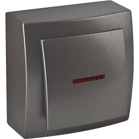 Выключатель NILSON 1ОП с подсветкой антрацит Themis metallic 26161002 (артикул 16351992) – фото 1