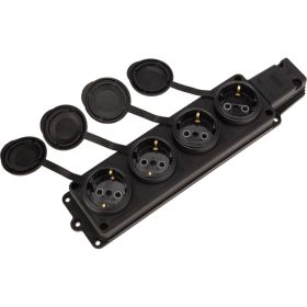 Штепсельная четырехместная влагозащищенная розетка PROCONNECT 2P+PE 230V, 16 А, IP44 каучук 111-114-4 (артикул 21587170) – фото 1