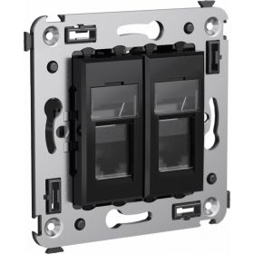 Двойная розетка DKC, Avanti RJ45, в стену, категория 5e, черный квадрат 4402464 (артикул 16403930) – фото 1