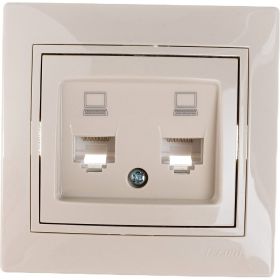 Розетка Lezard Мира RJ45x2 крем с вст крем 701-0303-141 (артикул 15225207) – фото 1