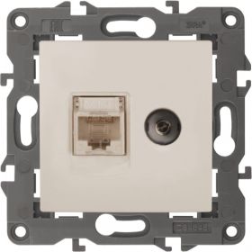 Розетка ЭРА 14-3110-02 RJ45 TV, IP20, сл.кость Б0034315 (артикул 15980683) – фото 1