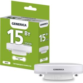 Светодиодная лампа GENERICA T80 таблетка 15Вт 230В 4000К GX53 LL-T80-15-230-40-GX53-G (артикул 25128015) – фото 1