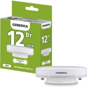 Светодиодная лампа GENERICA T80 таблетка 12Вт 230В 4000К GX53 LL-T80-12-230-40-GX53-G (артикул 25128315) – фото 1
