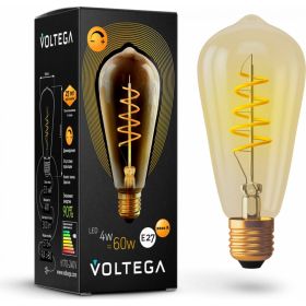 Светодиодная лампа VOLTEGA Колба ST64 диммируемая GOLD E27 4W 2000K 7077 (артикул 16183592) – фото 1
