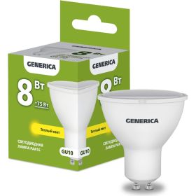 Светодиодная лампа GENERICA PAR16 софит 8Вт 230В 3000К GU10 LL-PAR16-08-230-30-GU10-G (артикул 25128075) – фото 1