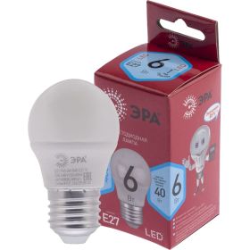 Светодиодная лампа ЭРА LED P45-6W-840-E27 R, шар, 6 Вт, нейтральный, E27 10/100/4000 Б0049644 (артикул 16452402) – фото 1