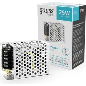 Блок питания Gauss Basic 12V 25W IP20 1/140 BT501 (артикул 21529408) – фото 1