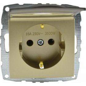 Механизм розетки MONO ELECTRIC L/D, с заземлением, с крышкой, титан 500-002221-118 (артикул 16457832) – фото 1