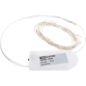 Светодиодная гирлянда TDM Роса 20, 20LED, 2м, многоцветная, 2хCR2032 SQ0361-0059 (артикул 16431197) – фото 1