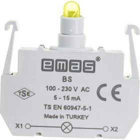 Блок-контакт подсветки Emas ВS с жёлтым светодиодом, серия B, 100-230В AC BS (артикул 16294700) – фото 1