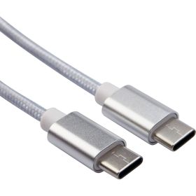 Кабель USB Type-C - Type-C REXANT 2,4A серебристая нейлоновая оплетка 1 м 18-1835 (артикул 21956410) – фото 1