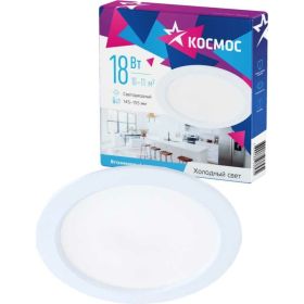 Светодиодная панель КОСМОС круглая, цвет белый, DownL 18W, 180-265В, 6400K, KDownL18W6400K (артикул 25010061) – фото 1