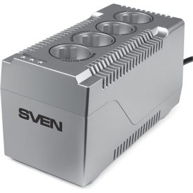 Стабилизатор SVEN VR-F1000 (≤320Вт, Вх.184-285V,4 × CEE7/4 (2*AVR, 2*сетевой фильтр) серебро SV-018818 (артикул 25955123) – фото 1