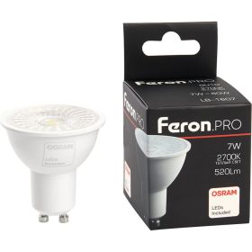 Светодиодная лампа FERON PRO LB-1607 GU10 7W 2700K, 38176 (артикул 20133838) – фото 1