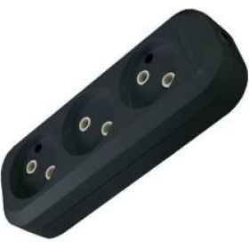 Розеточная колодка TDM 3 гнезда, 2П, б/з, 10А, 250В, черная SQ1806-0110 (артикул 16061144) – фото 1