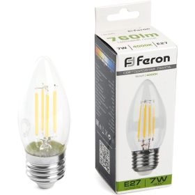 Светодиодная лампа FERON LB-66 Свеча E27 7W 4000K, 38271 (артикул 25434213) – фото 1