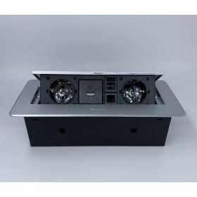 Выдвижной встраиваемый блок розеток Inrior выдвижная розетка, на 2 EURO розетки, 2 RJ45 и 2 USB-A+C, серый, TORO-55-80 (артикул 23273691) – фото 1