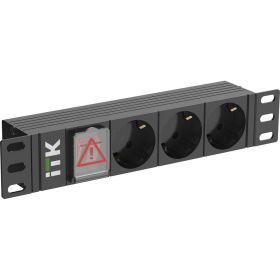 Розеточный блок IEK ITK PDU 3 розетки нем. ст. LED 1U вх. С14 10" PH12-3D3-P (артикул 21354022) – фото 1