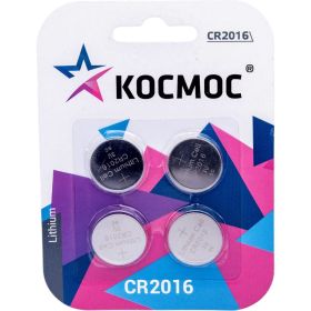 Элемент питания КОСМОС CR2016 3V Lithium 4BL, KOC2016BL4 (артикул 24428446) – фото 1