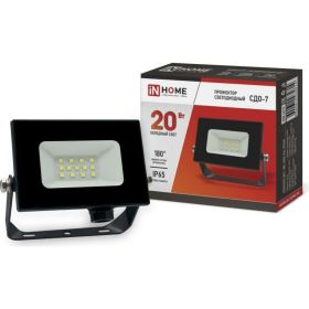 Светодиодный прожектор IN HOME СДО-7 20Вт 230В 6500К IP65 черный 4690612034614 (артикул 18526651) – фото 1